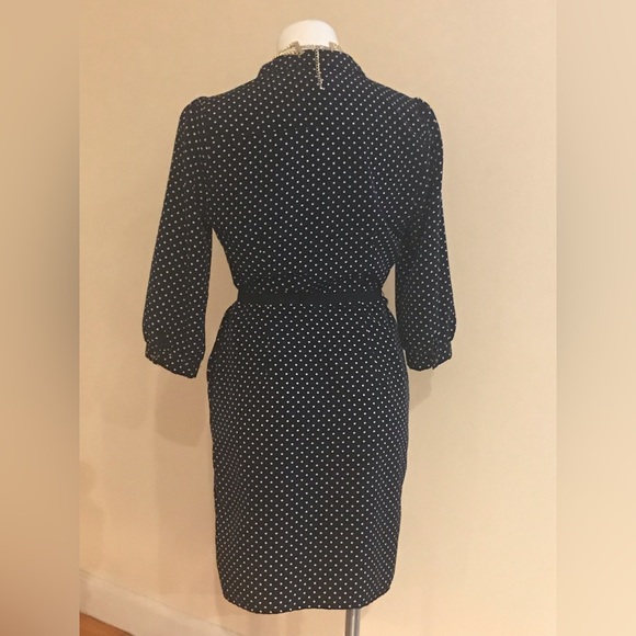 Forever 21 Navy Polka Dots 3/4 Sleeve Dress Zip On The Side Deep Pockets… - Picture 5 of 12